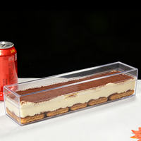 Boîte à tiramisu transparente avec couvercle, conteneur rectangulaire long pour gâteaux, emballage transparent pour desserts de boulangerie, mousse, gâteau roulé, pâtisserie