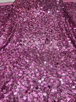 Nouveau tissu en dentelle à sequins et mailles, brodé de perles, idéal pour les robes de mariée et les vêtements faits main.