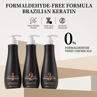 Kit de Traitement à la Kératine Brésilienne Sans Formaldéhyde 500ml*3 Système de Lissage 3 Étapes Répare les Cheveux Frisés et Abîmés Qualité Salon