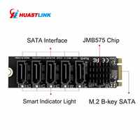 Tarjeta de Expansión Huastlink M.2 NGFF B-Key SATA a 5 Puertos SATA3 6Gbps para Escritorio