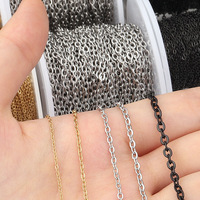 Chaîne câble en acier inoxydable, argent, or rose, plaqué PVD noir pour fabrication de bijoux, colliers et bracelets