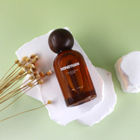 Botol semprot parfum kaca, isi ulang kosong bentuk silinder 30ml 50ml 100ml dengan tutup bola kayu
