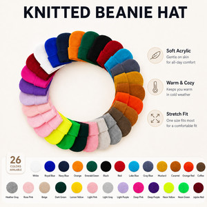 Custom Logo 3D Embroidered Adjustable <b>Beanie</b> <b>Hat</b> 26 Colors Wholesale Soft Acrylic Winter Warm Mens Women Promotional Gift - Product Image 1