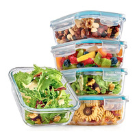 5 x 1040ml glazen voedselcontainers met deksels - voedselbewaarboxen luchtdicht & stapelbaar, vaatwasser-, vriezer- & magnetronbestendig