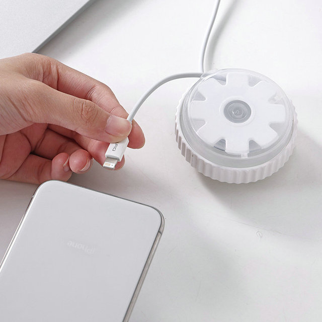 Desk Mobile Phone Charger Portable Cable Retractor USB Cable Storage Protector Box Headset Cord Mouse Wire Organizer