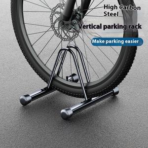 Porte-vélos portable en acier noir avec parking au sol et rangement des pneus pour la maison et les centres commerciaux - Product Image 1