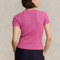 Logo personnalisé femmes à manches courtes couleur unie tricot mince pull décontracté câble pull d'été en tricot