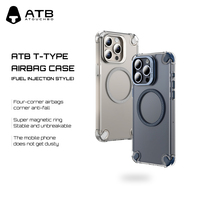 Étui de téléphone de luxe magnétique résistant personnalisé ATB, antichoc, airbag, non jaunissant, transparent pour iPhone 15 Pro Max