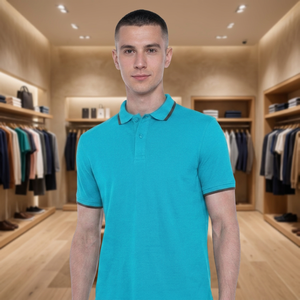 Polo à manches courtes pour homme, couleur unie, décontracté, respirant, en tissu Oxford de coton, coupe classique, boutons, style tissé - Product Image 3
