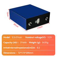 Batteries au lithium-ion 3.2V 314Ah 320Ah 280Ah 340Ah LFP LiFePO4 batterie au lithium-fer-phosphate pour batterie 12V 24V 48V 60V