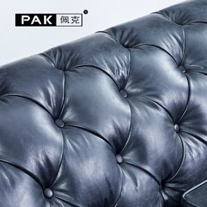 أريكة فاخرة مخصصة عتيقة <span class=keywords><strong>3</strong></span> مقاعد من الجلد الطبيعي مقطعية لغرفة المعيشة ، طقم أثاث منزلي للفنادق والفيلات - Product Image 6