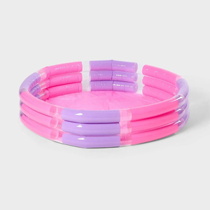 <span class=keywords><strong>Piscine</strong></span> gonflable ronde à 3 anneaux en PVC résistant rose pour enfants et tout-petits, bac à balles gonflable en plastique durable - Product Image 1