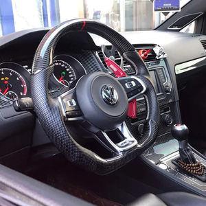 Fit 2013-2020 Mk7/Mk7.5 <span class=keywords><strong>GTD</strong></span>/R <span class=keywords><strong>Golf</strong></span> <span class=keywords><strong>7</strong></span> Volant de sport plat en Fiber de carbone véritable Non chauffé - Product Image 4