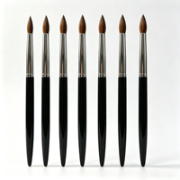 Pinceaux à ongles en acrylique avec manche en métal argenté, poils Kolinsky, outil pour poudre acrylique, pinceau à ongles pour la beauté des ongles, logo personnalisé