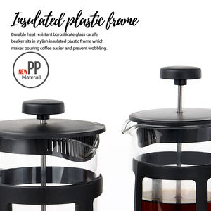 Café, thé et expresso, échantillon gratuit, cafetière en plastique classique, <span class=keywords><strong>Portable</strong></span>, Pot en verre isolé, cafetière, presse française - Product Image 4