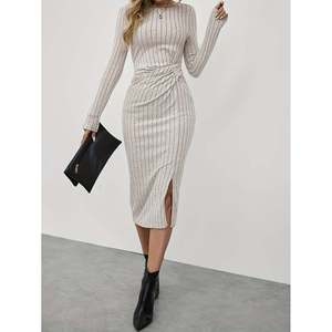 Vestido midi de punto acanalado gris claro S(66) Ropa casual - Product Image 2