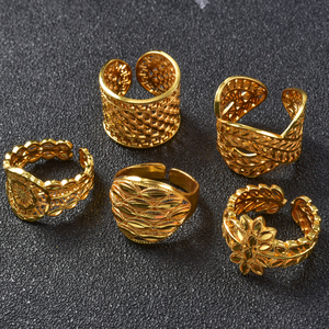 Bulk Trendy Copper 18K <b>Gold</b> Plated Flower <b>Ring</b> <b>Set</b> for Women-Engagement Wedding Jewelry - Product Image 4