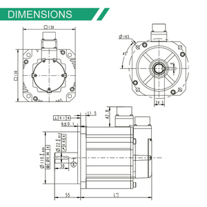 Motor BIBO Fulling de 130 mm, 48 V, 220 V, 3000 W, 14.3 N.m, IP65, Múltiples Resoluciones Disponibles, Motor con Codificador Incremental - Product Image 2