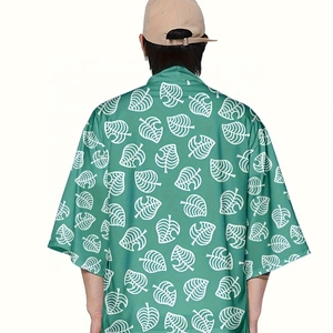 Kimono <span class=keywords><strong>Haori</strong></span> rosa con estampado de hojas para mujer, disfraz de Cosplay de animales, disfraz tradicional japonés <span class=keywords><strong>verde</strong></span> para hombre, ropa de calle Yukata - Product Image 2