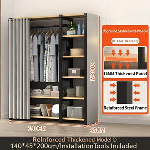 <span class=keywords><strong>Armoire</strong></span> en tissu portable avec <span class=keywords><strong>rideau</strong></span> coulissant, <span class=keywords><strong>armoire</strong></span> de luxe légère, personnalisable sur mesure par l'usine - Product Image 2