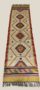 Moroccan <b>Boho</b> Runner <b>Rug</b> | Handwoven Wool Jute Tribal Geometric Carpet for Farmhouse Hallway Entryway Bedroom Living Room Decor - Product Image 3