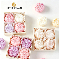 Bougie artisanale en forme de fleur, lot de 4, couleur macaron, cire de soja, parfum longue durée, aromathérapie, parfum fini, vente en gros