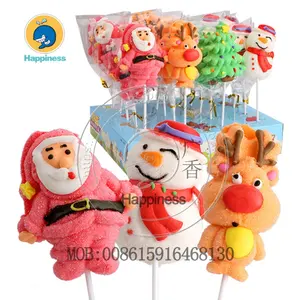 Sell hot candy floss lollipops in the shape of Santa Claus