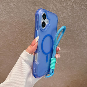 <span class=keywords><strong>Coque</strong></span> de téléphone hybride 2-en-1 en silicone antichoc avec design dégradé arc-en-ciel et cordon pour 16 Pro Max 14 Plus - Product Image 6