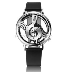 Unico Classico Donne Vigilanza Del Quarzo Delle Signore Hollow Nota Musicale cinturino in pelle Orologio Da Polso moda Gfit Orologio Casual femminile - Product Image 5