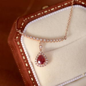 Aazuo Luxury Jewelry 18K <b>Rose</b> <b>Gold</b> Natural Ruby Real Diamonds Classic <b>Pendant</b> <b>Necklace</b> Engagement Wedding Gift For Women Lovely - Product Image 4