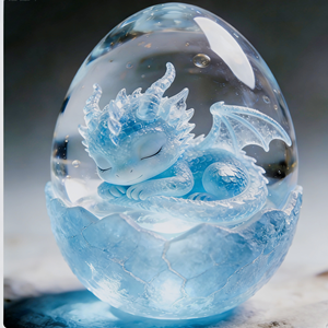 고급 맞춤형 레진 공예품, 발광 드래곤 에그 컨셉 제품 주문 전 상담 필요 수면 중인 아기 드래곤 피규어 - Product Image 2