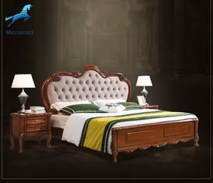 Meuble de chambre à coucher personnalisable de Style américain, à assembler facile, couleur foncée, lit King en bois, meuble de salon