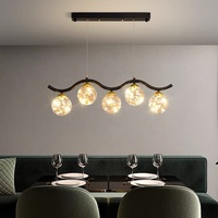 Lustre créatif à longues bandes, multi-têtes, translucide, pour salle à manger, villa et salon à plafond haut