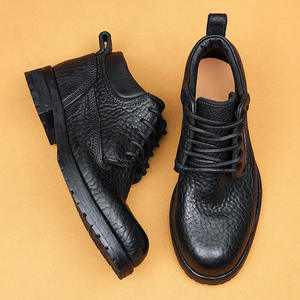 Bottes pour hommes, bottes d'hiver en cuir véritable pour hommes, bottes en laine thermique et coton, bottes à semelle épaisse en cuir de vachette - Product Image 6