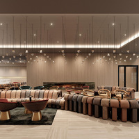 Ensemble de canapés modulaires incurvés de luxe VOXHOME avec housse en cuir personnalisée, canapé design pour hôtel et salon