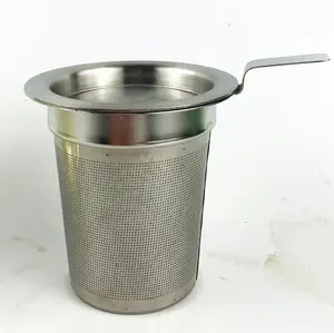 Laser Engraved Logo Extra Fine Mesh Tea Strainer Stainless Steel Tea Steeper Tea Diffuser Infuser with Hand and Lid