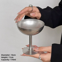 Bol à dessert vintage mat en acier inoxydable, coupe à glace élégante sur pied, récipient de service, présentoir à pudding et snacks, vaisselle de table