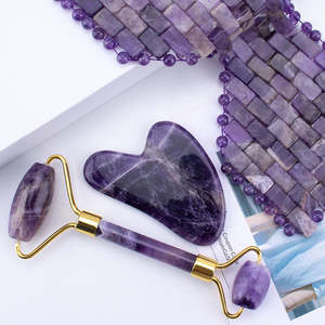 Masque pour les yeux et le visage en améthyste naturelle et pierre de jade, fait main, pour la guérison et le sommeil - Product Image 5