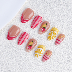 Venta al por mayor 10 piezas 100% hecho a mano acrílico prensa <span class=keywords><strong>en</strong></span> las <span class=keywords><strong>uñas</strong></span> nuevo diseño 3D flor pintada a mano 10 piezas <span class=keywords><strong>uñas</strong></span> artificiales - Product Image 6