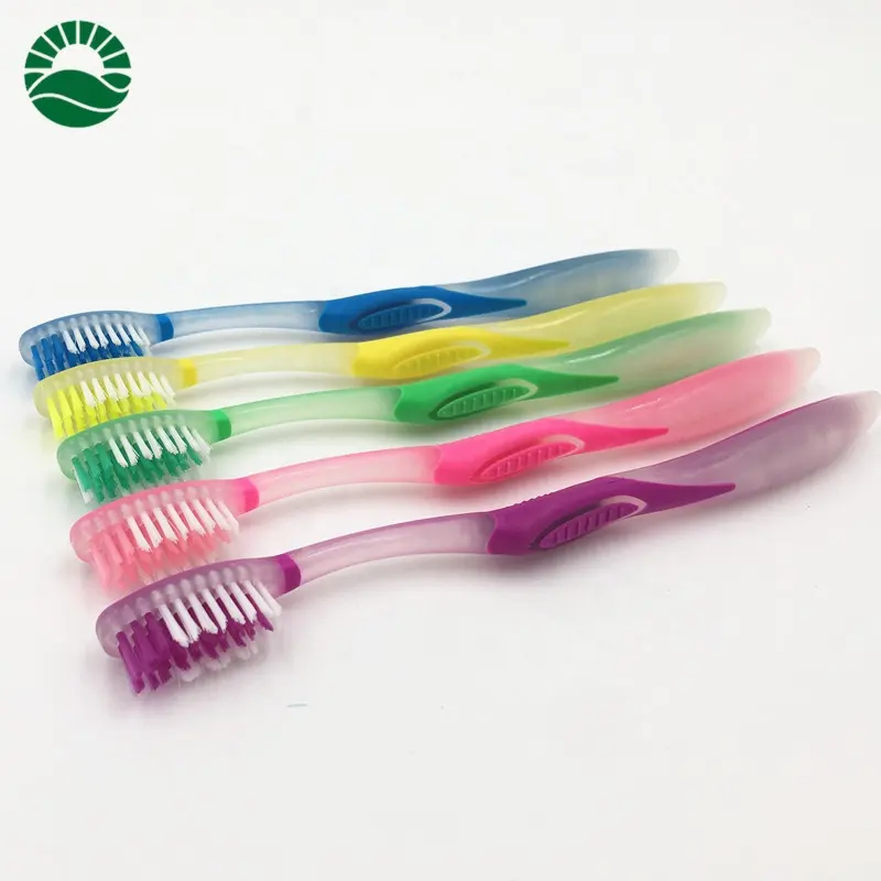 Cheap price double colors nylon rounded bristle adult toothbrush