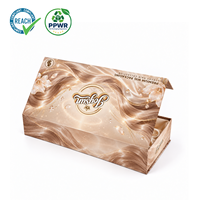 Boîte cadeau magnétique de luxe personnalisée avec logo en feuille d'or, doublure en satin, style livre, boîte d'emballage rigide en carton pour l'emballage de perruques
