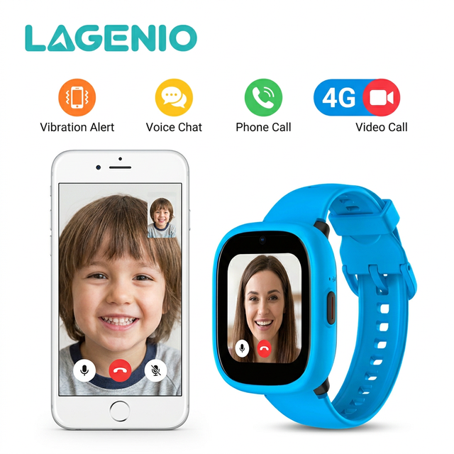 LAGENIO High-Tech Global 4G Network Nano Sim Card Kids Smart Watch GPS LBS WIFI AGPS Tracker Alarm Clock App Control Smart Watch