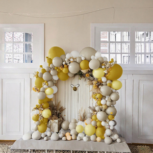 <span class=keywords><strong>Kit</strong></span> de guirlande de ballons en caoutchouc jaune <span class=keywords><strong>moutarde</strong></span>, double garnissage, blanc sable pastel, facile à assembler, style bohème, décoration de fête d'anniversaire - Product Image 3