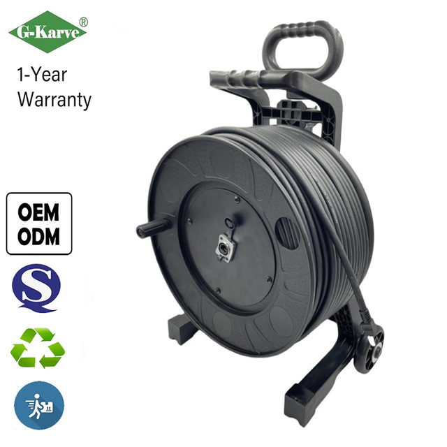 Outdoor Electrical Cable Storage Reel, Durable Plastic Extension Lead Drum with Crank Handle for Home and Industrial Use
