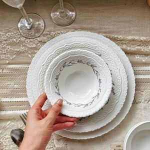 Pháp Đất Nước Hoa Oải Hương Cao Bắn Sứ Đồ Ăn Đặt Khác Nhau Tấm Shabby Chic Hoa Nổi Bộ Đồ Ăn Gốm - Product Image 6