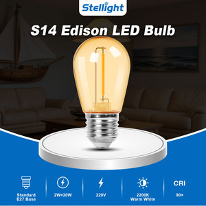 Mạ Vàng E27 220V 1W 2200K S14 Dimmable năng lượng mặt trời ngoài trời dẫn đèn dây 1W màu dẫn bóng đèn cho vườn điều khiển từ xa chuyển đổi - Product Image 4