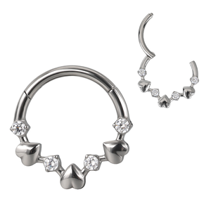 Anillo de septum Getta Fashion de titanio ASTM F136 grado implante con circonita, piercing para <span class=keywords><strong>nariz</strong></span>, aro segmentado articulado, joyería corporal - Product Image 1