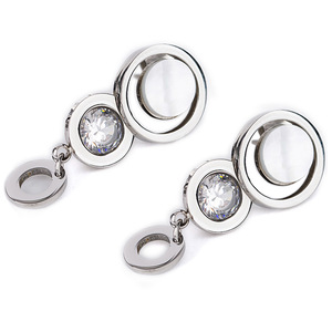 Boucles d'oreilles pendantes en cristal, or rose, rondes, en forme de goutte, serties de pierres, pour un usage quotidien - Product Image 3