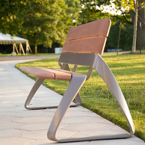 Banco de <span class=keywords><strong>metal</strong></span> para exteriores, silla cuadrada de ocio para jardín, Banco de hierro forjado para exteriores, silla de parque de acero inoxidable, Banco de madera para Centro Comercial - Product Image 2