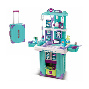 Trousse de Jeu <span class=keywords><strong>Docteur</strong></span> Enfant avec Valise Chariot de Rangement, Jouet Éducatif Préscolaire, Atelier d'Apprentissage, Accessoires Réalistes - Product Image 1